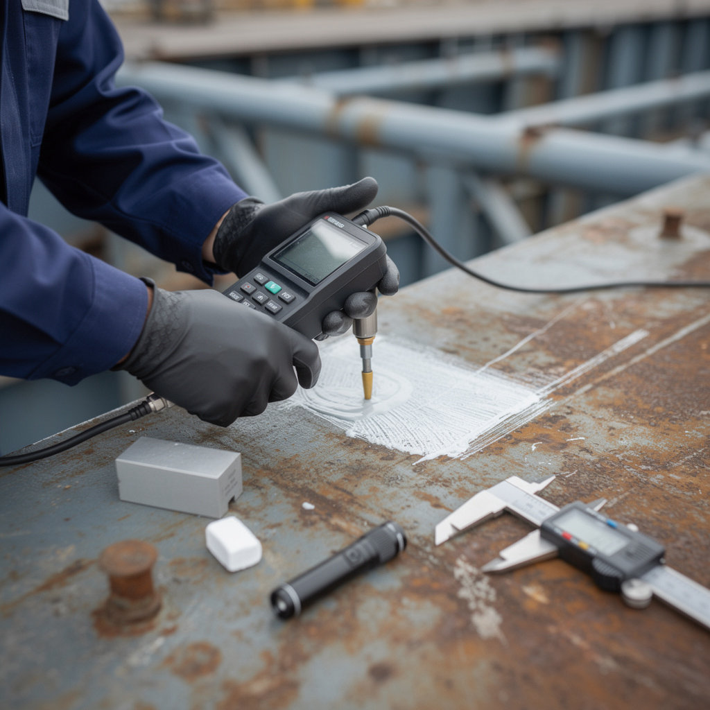 NDTest OÜ maritime inspection team conducting professional ship hull inspection and non-destructive testing services